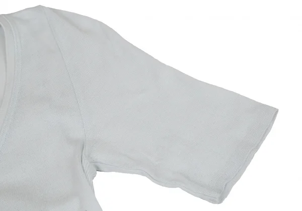 イッセイミヤケ ハートISSEY MIYAKE HaaT コットンサイドリブUネック五部袖Tシャツ 水色2 K-108368_005