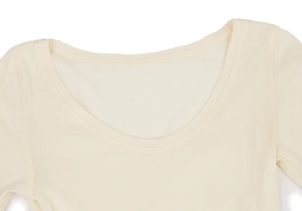 イッセイミヤケ ハートISSEY MIYAKE HaaT コットンサイドリブUネック5分袖Tシャツ ベージュ2 K-108369_003