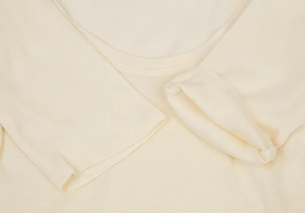 イッセイミヤケ ハートISSEY MIYAKE HaaT コットンサイドリブUネック5分袖Tシャツ ベージュ2 K-108369_005