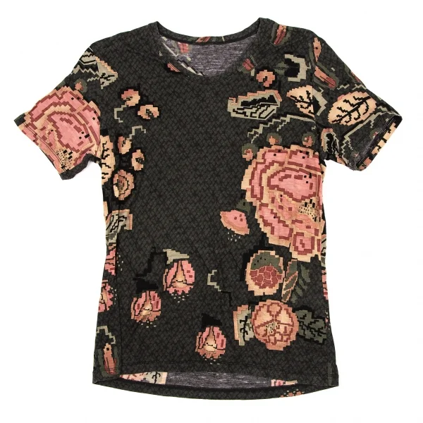 イッセイミヤケ ハートISSEY MIYAKE HaaT ストレッチドットフラワープリントTシャツ チャコール2 K-108372_001