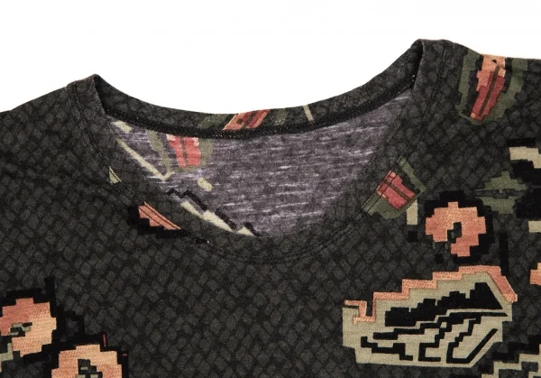 イッセイミヤケ ハートISSEY MIYAKE HaaT ストレッチドットフラワープリントTシャツ チャコール2 K-108372_002