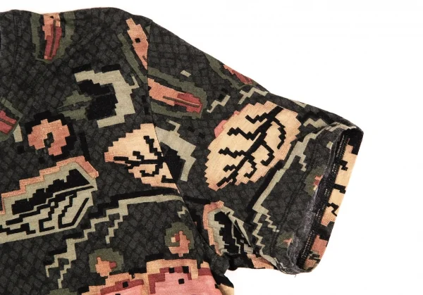 イッセイミヤケ ハートISSEY MIYAKE HaaT ストレッチドットフラワープリントTシャツ チャコール2 K-108372_003