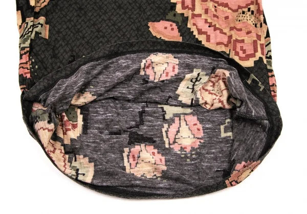イッセイミヤケ ハートISSEY MIYAKE HaaT ストレッチドットフラワープリントTシャツ チャコール2 K-108372_007
