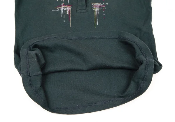 イッセイミヤケ ハートISSEY MIYAKE HaaT コットンスナップボタンステッチデザインヘンリーTシャツ ダークグリーン2 K-108374_010
