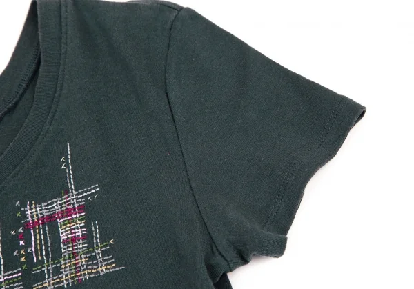 イッセイミヤケ ハートISSEY MIYAKE HaaT コットンスナップボタンステッチデザインヘンリーTシャツ ダークグリーン2 K-108374_008