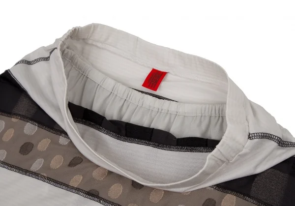 イッセイミヤケ ハートISSEY MIYAKE HaaT ストレッチドットボーダー切替Aラインスカート オフベージュグレー2 K-108391_004