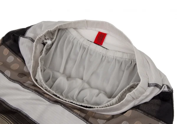 イッセイミヤケ ハートISSEY MIYAKE HaaT ストレッチドットボーダー切替Aラインスカート オフベージュグレー2 K-108391_005
