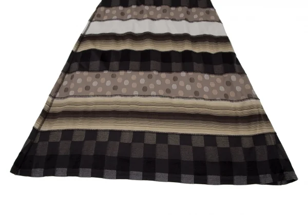 イッセイミヤケ ハートISSEY MIYAKE HaaT ストレッチドットボーダー切替Aラインスカート オフベージュグレー2 K-108391_006
