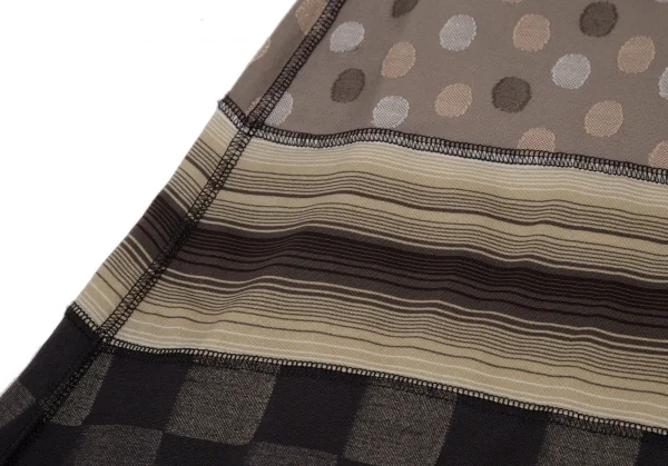 イッセイミヤケ ハートISSEY MIYAKE HaaT ストレッチドットボーダー切替Aラインスカート オフベージュグレー2 K-108391_007