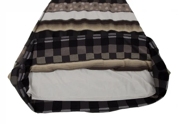 イッセイミヤケ ハートISSEY MIYAKE HaaT ストレッチドットボーダー切替Aラインスカート オフベージュグレー2 K-108391_008