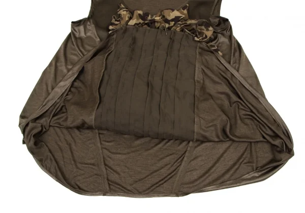 アツロウタヤマATSURO TAYAMA シルク切替迷彩フリル装飾ノースリーブトップス カーキ36 K-108402_011