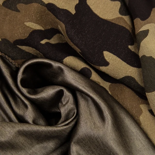 アツロウタヤマATSURO TAYAMA シルク切替迷彩フリル装飾ノースリーブトップス カーキ36 K-108402_013