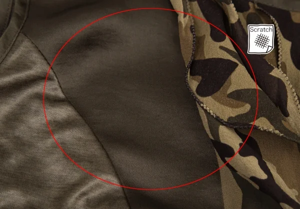 アツロウタヤマATSURO TAYAMA シルク切替迷彩フリル装飾ノースリーブトップス カーキ36 K-108402_005