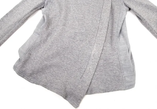 アツロウタヤマATSURO TAYAMA コットンフード収納バイカラースウェットライダースジャケット グレー青36 K-108404_010