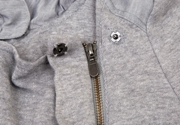 アツロウタヤマATSURO TAYAMA コットンフード収納バイカラースウェットライダースジャケット グレー青36 K-108404_011