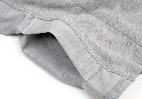 アツロウタヤマATSURO TAYAMA コットンフード収納バイカラースウェットライダースジャケット グレー青36 K-108404_013