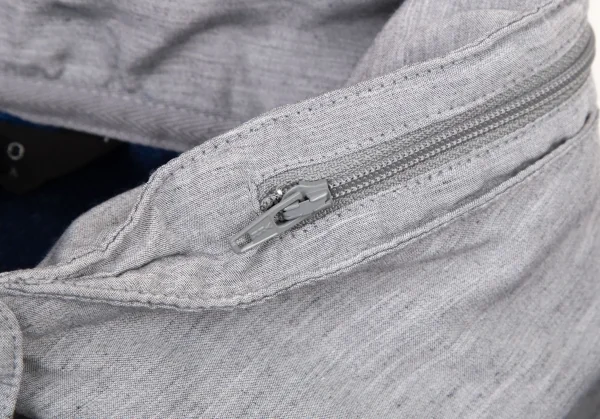 アツロウタヤマATSURO TAYAMA コットンフード収納バイカラースウェットライダースジャケット グレー青36 K-108404_004