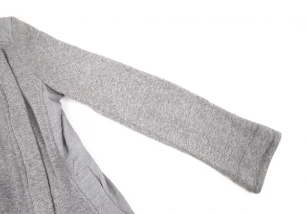 アツロウタヤマATSURO TAYAMA コットンフード収納バイカラースウェットライダースジャケット グレー青36 K-108404_008