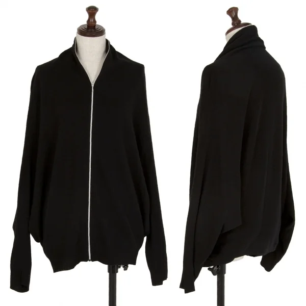 アツロウタヤマATSURO TAYAMA カシミヤ混フルジップドルマンニット 黒36 K-108405_001