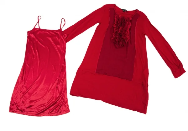 アツロウタヤマATSURO TAYAMA ウールフリル装飾ニットチュニック 赤38 K-108407_012