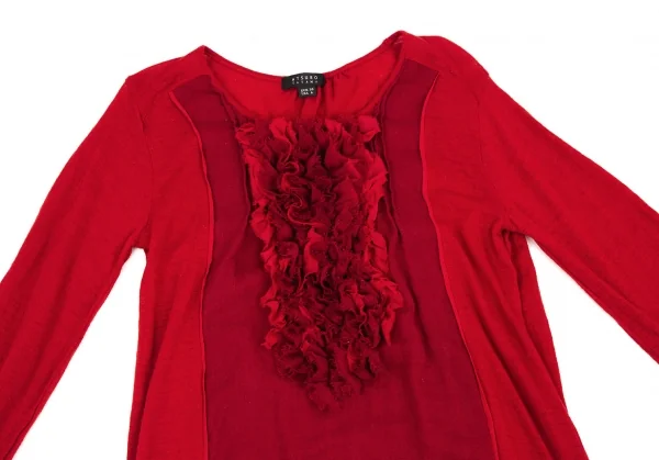 アツロウタヤマATSURO TAYAMA ウールフリル装飾ニットチュニック 赤38 K-108407_003