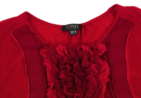 アツロウタヤマATSURO TAYAMA ウールフリル装飾ニットチュニック 赤38 K-108407_004