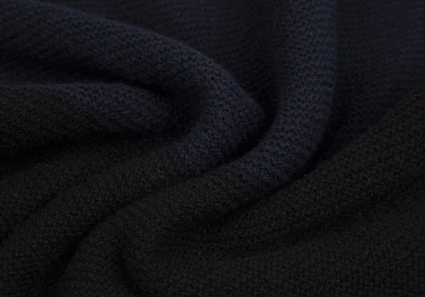 アツロウタヤマATSURO TAYAMA ウールバイカラーフレンチスリーブニットワンピース 紺黒36 K-108414_010