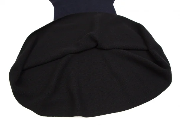 アツロウタヤマATSURO TAYAMA ウールバイカラーフレンチスリーブニットワンピース 紺黒36 K-108414_007