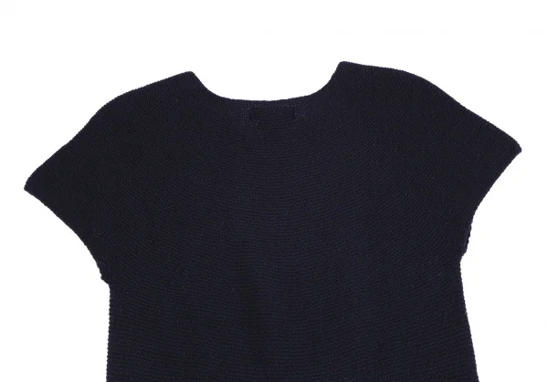 アツロウタヤマATSURO TAYAMA ウールバイカラーフレンチスリーブニットワンピース 紺黒36 K-108414_009