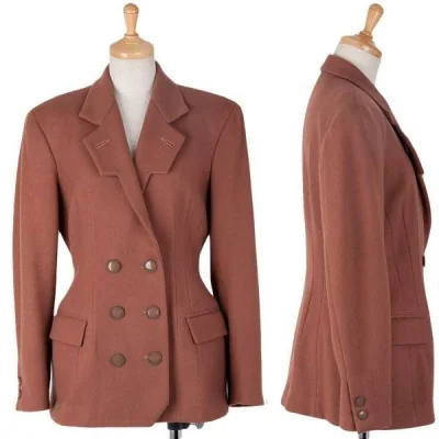 ヨウジヤマモト ファム yohji yamamoto femme 変形衿フラノセミダブルジャケット レンガ