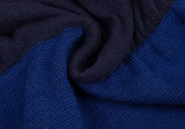 アツロウタヤマATSURO TAYAMA ウール混バイカラー切替ニットワンピース 紺青38 K-108432_010