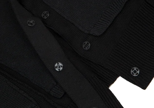 アツロウタヤマATSURO TAYAMA シルク混ペーストデザインニットカーディガン 黒36 K-108433_011