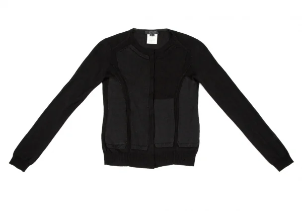 アツロウタヤマATSURO TAYAMA シルク混ペーストデザインニットカーディガン 黒36 K-108433_002