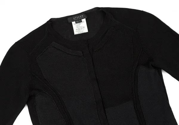 アツロウタヤマATSURO TAYAMA シルク混ペーストデザインニットカーディガン 黒36 K-108433_003