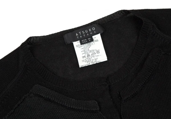 アツロウタヤマATSURO TAYAMA シルク混ペーストデザインニットカーディガン 黒36 K-108433_004