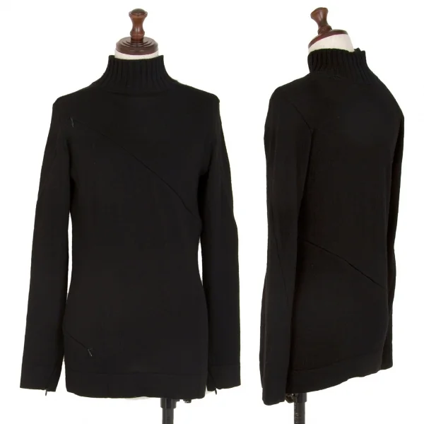 アツロウタヤマATSURO TAYAMA ウール螺旋ファスナーデザインニットセーター 黒36 K-108434_001