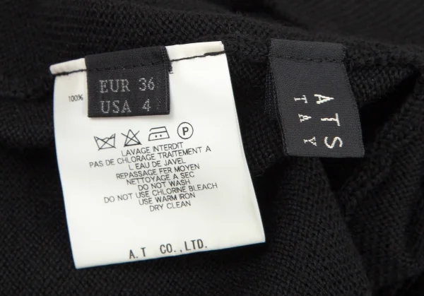 アツロウタヤマATSURO TAYAMA ウール螺旋ファスナーデザインニットセーター 黒36 K-108434_016