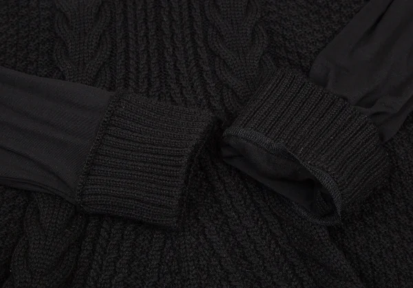 アツロウタヤマATSURO TAYAMA カットソーレイヤーフリンジニットベスト 黒36 K-108436_006