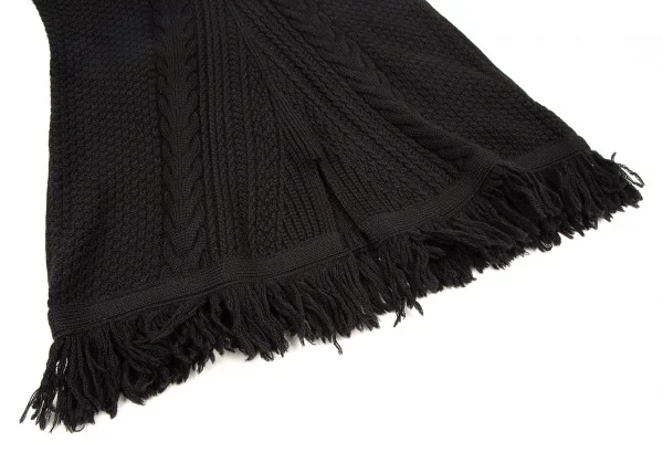 アツロウタヤマATSURO TAYAMA カットソーレイヤーフリンジニットベスト 黒36 K-108436_007