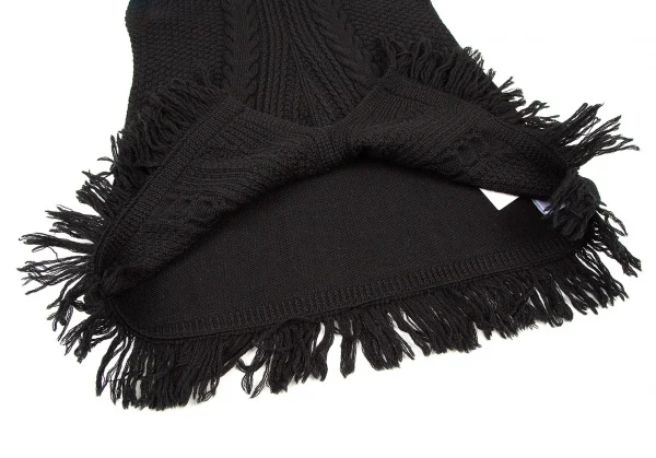 アツロウタヤマATSURO TAYAMA カットソーレイヤーフリンジニットベスト 黒36 K-108436_009