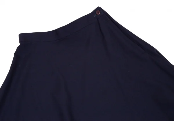 イッセイミヤケISSEY MIYAKEウールアシンメトリーデザインパンツ 紺M K-108437_003