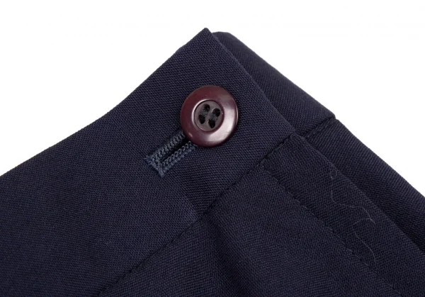 イッセイミヤケISSEY MIYAKEウールアシンメトリーデザインパンツ 紺M K-108437_004