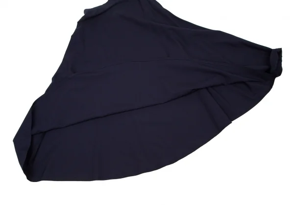 イッセイミヤケISSEY MIYAKEウールアシンメトリーデザインパンツ 紺M K-108437_007