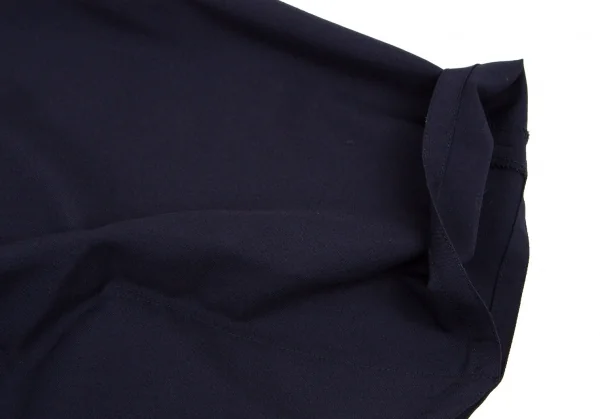 イッセイミヤケISSEY MIYAKEウールアシンメトリーデザインパンツ 紺M K-108437_008