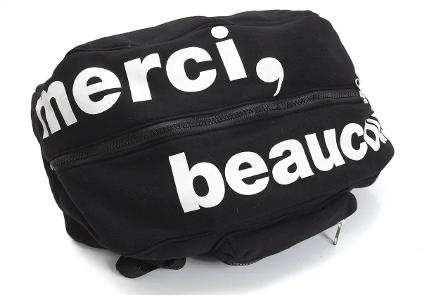 メルシーボークーmercibeaucoup ロゴプリントスウェット地バックパック 黒 K-108454_002