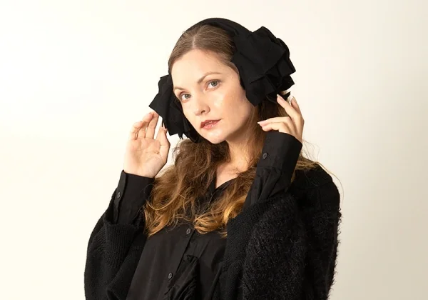 ヨウジヤマモト ファムYohji Yamamoto FEMME 多重フェルトパッチ耳あて 黒 K-108458_007