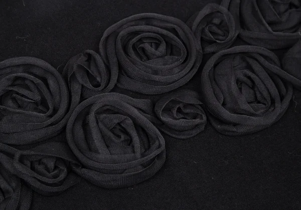 ブラックコムデギャルソンBLACK COMME des GARCONSコットンコサージュ装飾Tシャツ 黒M K-108461_004