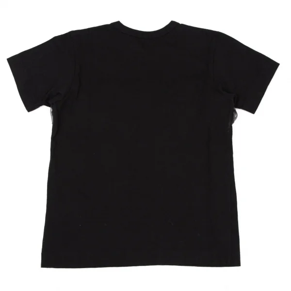 ブラックコムデギャルソンBLACK COMME des GARCONSコットンコサージュ装飾Tシャツ 黒M K-108461_008