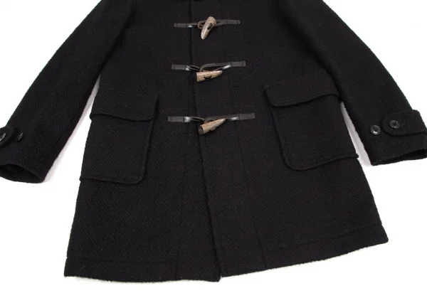 ジュンヤワタナベマンピンク コムデギャルソンJUNYA WATANABE MAN PINK COMME des GARCONSウール裏チェックダッフルコート 黒M K-108481_011