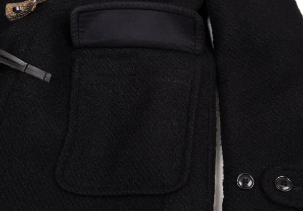 ジュンヤワタナベマンピンク コムデギャルソンJUNYA WATANABE MAN PINK COMME des GARCONSウール裏チェックダッフルコート 黒M K-108481_012